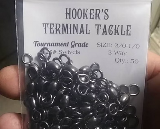 Hookers Terminal Tackle Black Nickel 3-Way Swivels