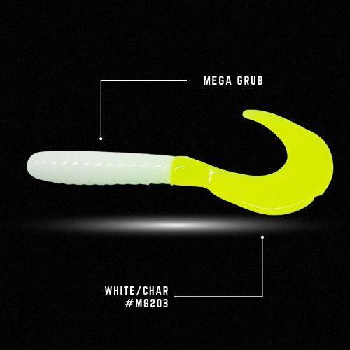 Crappie Monster Mega Grub - White/Chartreuse