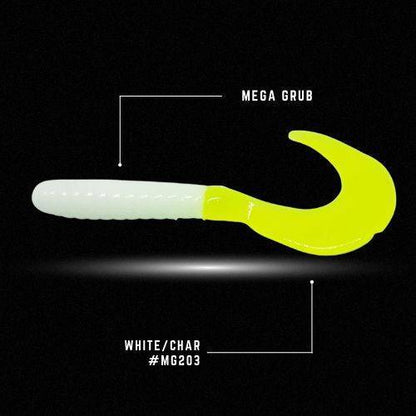 Crappie Monster Mega Grub - White/Chartreuse