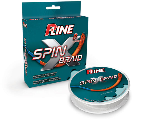 P LINE P LINE 8 CARRIER SPIN X BRAID 150 YD ORANGE BLUE