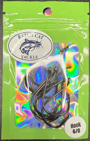 Ratl'N Cat Tackle Black Carbon Offset Circle Hooks 10-Pack